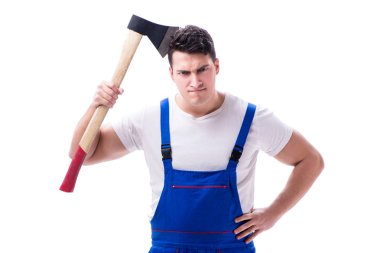 Komik tamirci beyaz izole