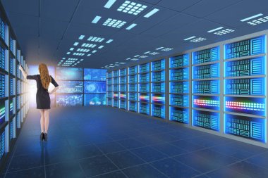 İş kadınlarıyla büyük veri yönetimi kavramı