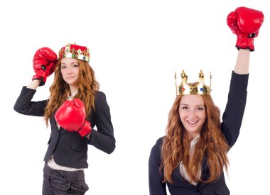 Kraliçe boksör işkadını beyaz izole