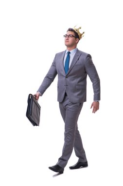 Kral işadamı beyaz arka planda izole edilmiş