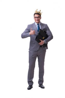 Kral işadamı beyaz arka planda izole edilmiş