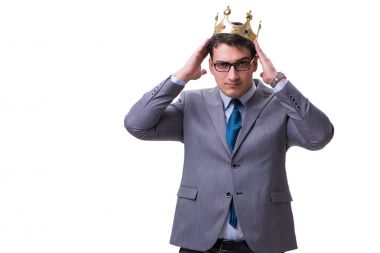 Kral işadamı beyaz arka planda izole edilmiş