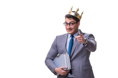 Kral işadamı beyaz arka planda izole edilmiş