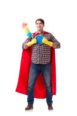 Süper kahraman temizleyici beyazda izole edildi