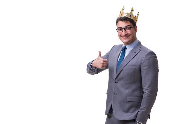 King businessman isolated on white background — Stock Photo, Image