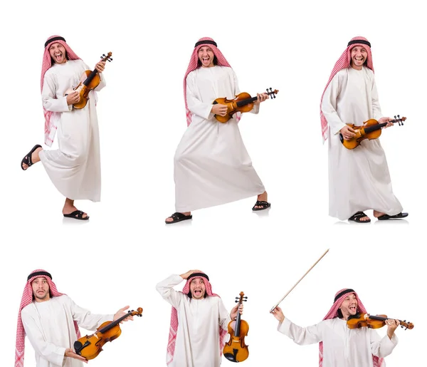 Homem árabe jogando violando no branco — Fotografia de Stock