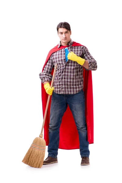 Super hero cleaner isolated on white — Stock Photo, Image