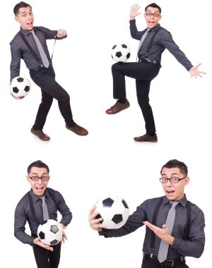 beyaz izole futbol komik adam