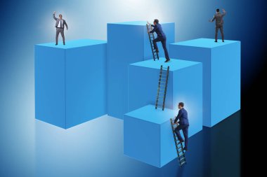 Bloklar halinde iş kavramı meydan tırmanma işadamı