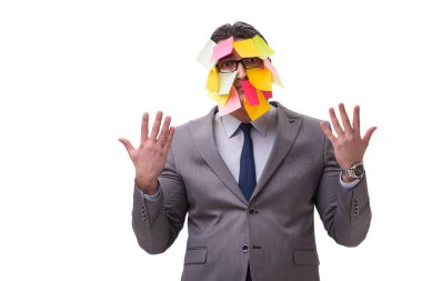 Birçok hatırlatıcıya sahip iş adamı beyazda izole edildi