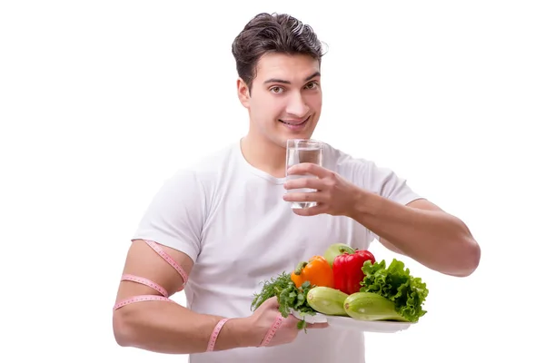 Homem no conceito de alimentação saudável — Fotografia de Stock