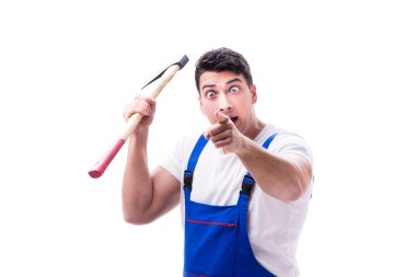 Komik tamirci beyaz izole