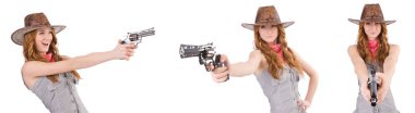 Silahlı beyaz izole kadın gangster