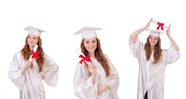 Студент жінки ізольовані на білому — стокове фото