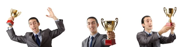Collage de hombre de negocios recibiendo premio — Foto de Stock