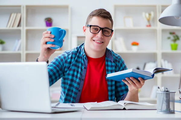 Sınavlara hazırlanan genç kız içeride masa başında ders çalışıyor.