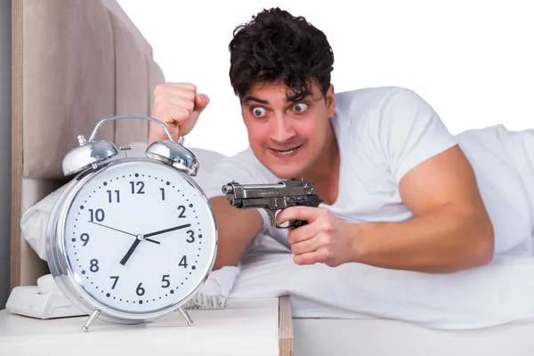 Man in bed suffering from insomnia — Stock Photo, Image