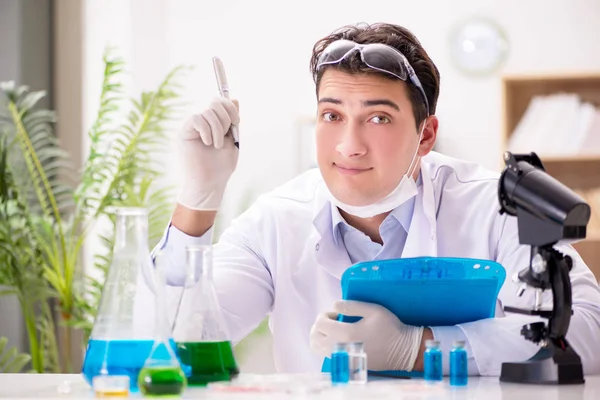 Male doctor working in the lab on virus vaccine — Stock Photo, Image