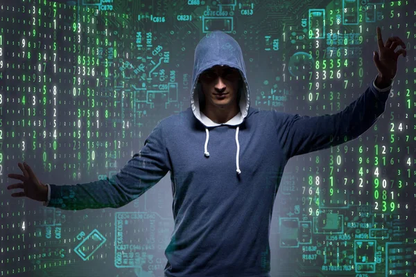 Siber güvenlik konseptinde genç bir hacker.