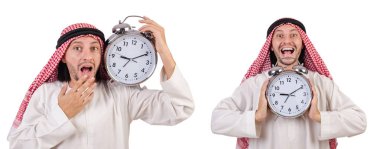 Arap adam beyaz üzerinde zaman kavramı