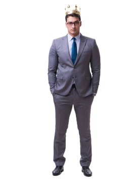 Kral işadamı beyaz arka planda izole edilmiş