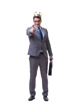 Kral işadamı beyaz arka planda izole edilmiş