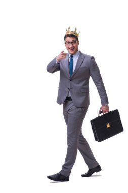 Kral işadamı beyaz arka planda izole edilmiş