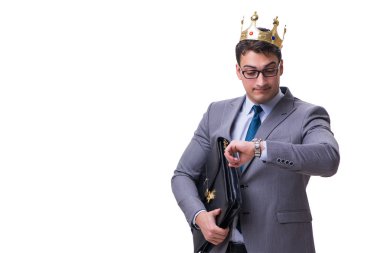 Kral işadamı beyaz arka planda izole edilmiş