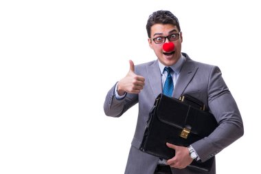 Beyaz çanta ile komik palyaço