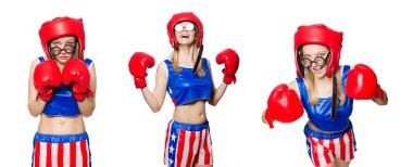 Beyaz tenli komik boksör.