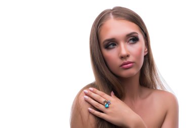 Makyajlı genç, güzel bir manken.