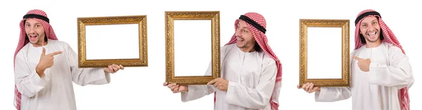 Arab z ramą na białym zdjęciu — Zdjęcie stockowe