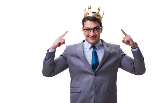 King businessman isolated on white background — Stock Photo, Image