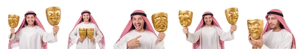 Araber in Heuchelei Konzept auf weiß — Stockfoto