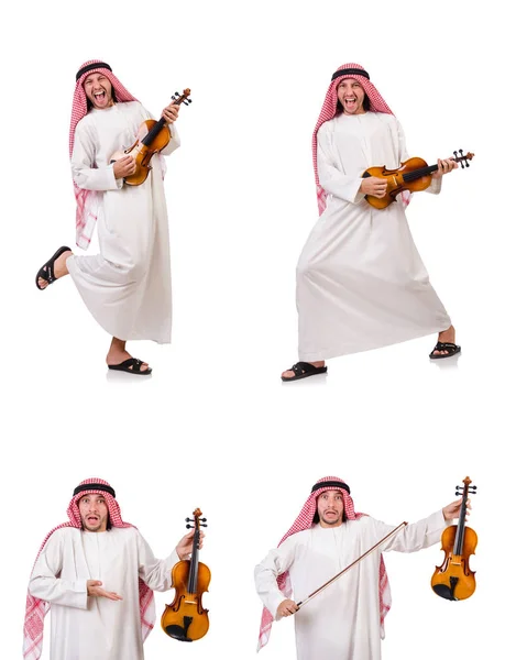 Arab man playing violing on white — Stock Photo, Image