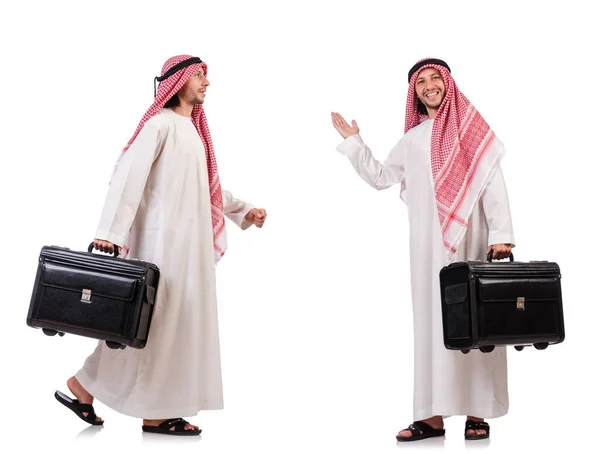 Hombre árabe con equipaje en blanco —  Fotos de Stock