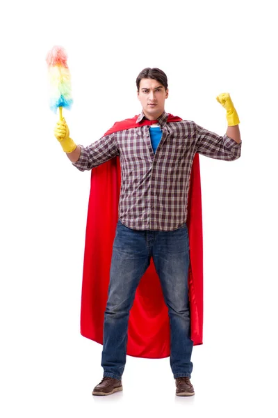 Super hrdina čistič izolovaný na bílém — Stock fotografie