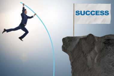 İş adamı direği başarıya doğru atlıyor