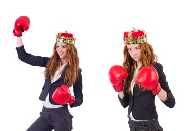 Kraliçe boksör işkadını beyaz izole