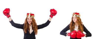 Kraliçe boksör işkadını beyaz izole