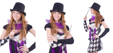 Sihirbaz kadın beyaz değnekle