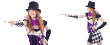 Sihirbaz kadın beyaz değnekle