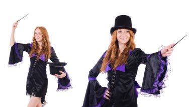 Kadın sihirbaz beyazların arasında.