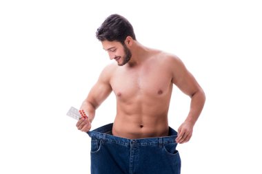 büyük boy kot konseptiyle diyet içinde adam