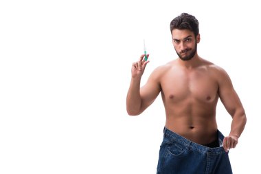 büyük boy kot konseptiyle diyet içinde adam