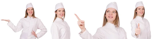 Jeune femme médecin isolé sur blanc — Photo