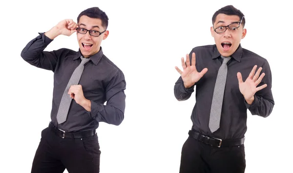 Joven hombre sonriente aislado en blanco — Foto de Stock