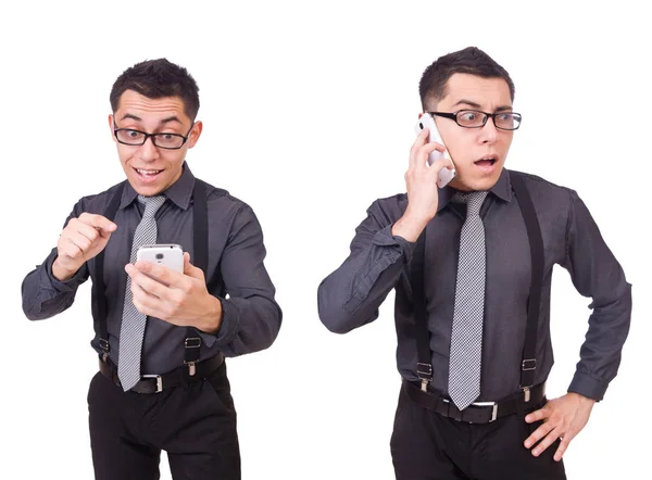 Un joven vestido de traje aislado en blanco — Foto de Stock