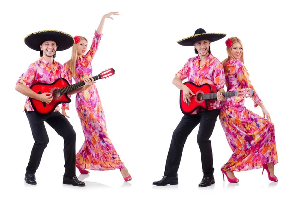 Coppia spagnola che suona la chitarra e danza — Foto Stock
