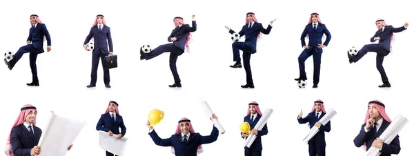 Homme d'affaires arabe avec football — Photo